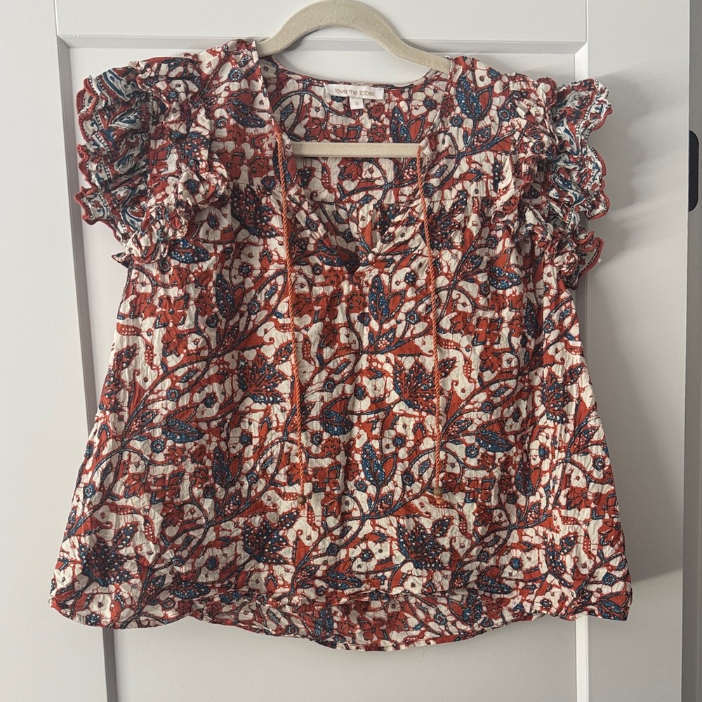 Boho Floral Ruffle Sleeve Blouse